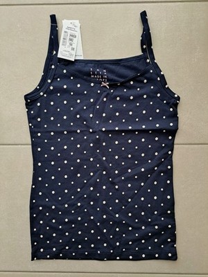 Sanetta Mädchen Unterhemd Top 164 dunkelblau mit Punkten dots NEU mit Etikett