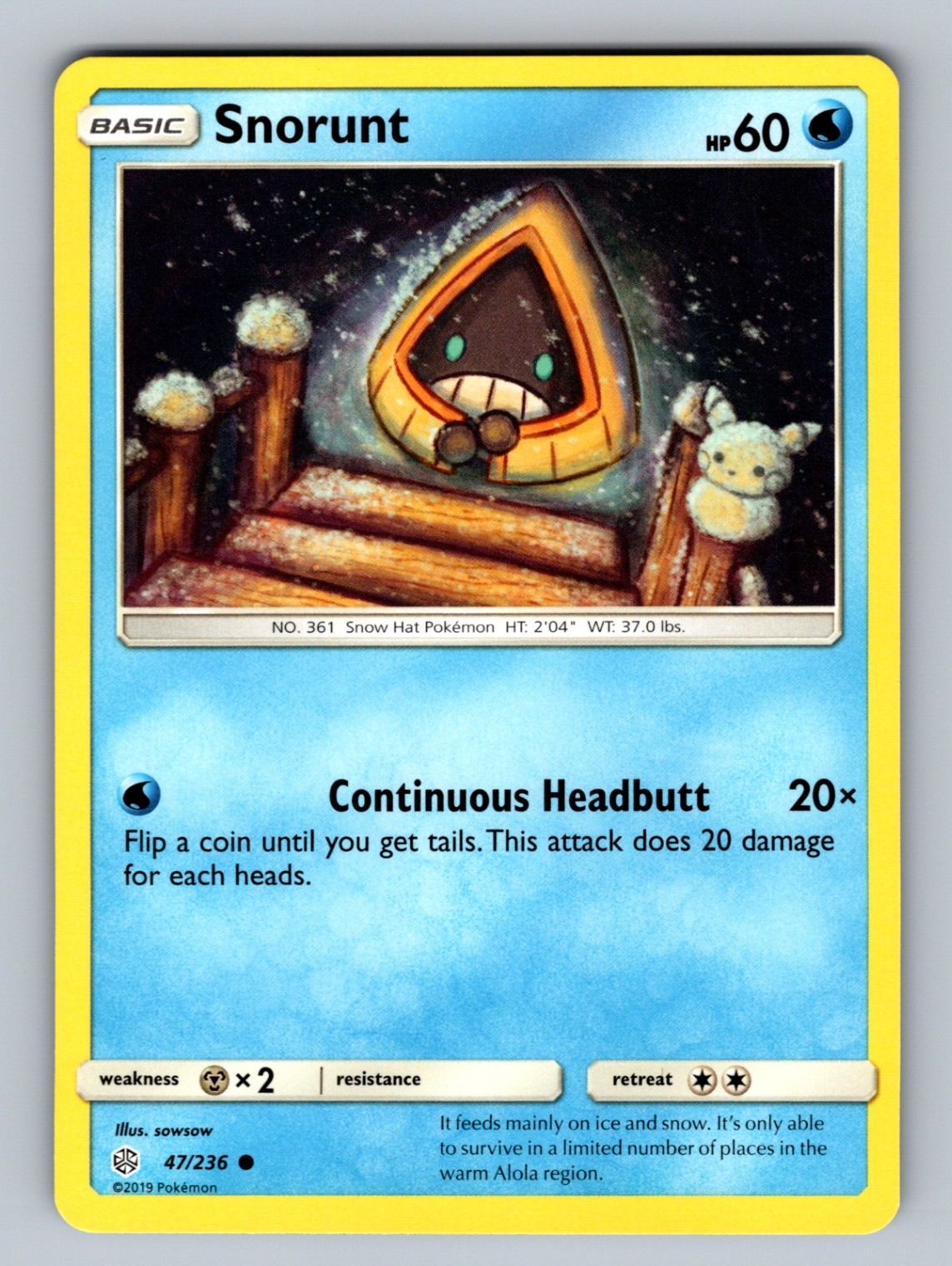 Snorunt 47/236 Common SM - Cosmic Eclipse NM - LP Pokemon TCG