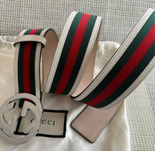 Gucci Interlock GG Leather Belt Web Green, Red, White size 115 cm, Fit's 40-42 W