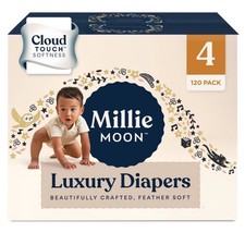 Millie Moon Luxury Disposable Diapers - Size 4 - 120ct: 22-32 lbs,Hypoallergenic