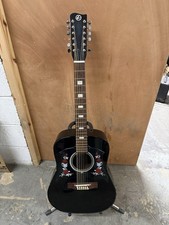Kay acoustic guitar K-5012,  12 string full sized , black and rose design