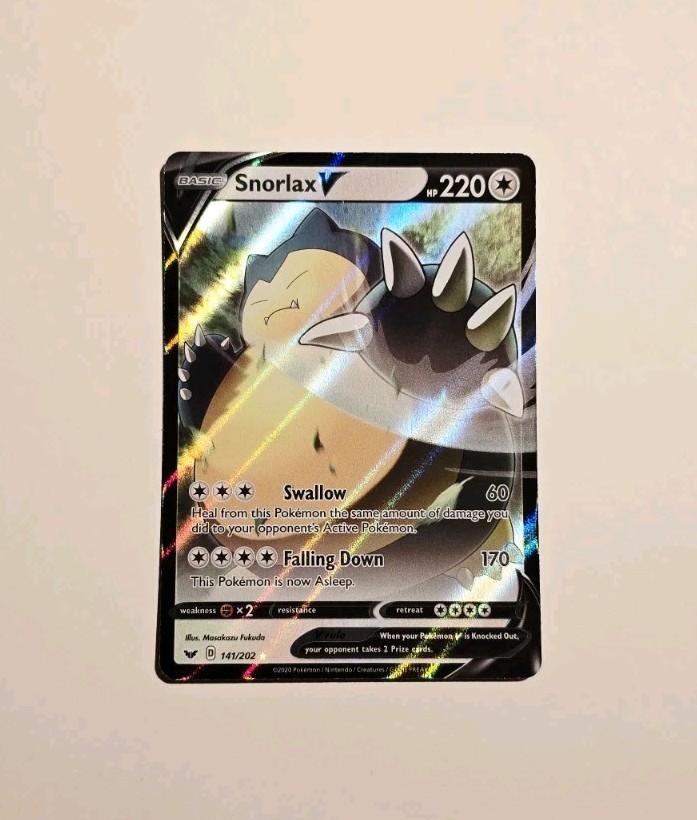 Snorlax V 141/202 SWSH01: Sword & Shield Base Set Ultra Rare Pokemon TCG Card NM