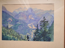 Gemälde Saallachtal Walter Bermuth 1946  35x25 Cm