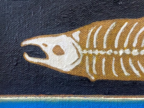 🔥 Vintage Modern Minimalist Pacific Northwest Salmon Fish Painting, Anne Vaasjo - Picture 7 of 20
