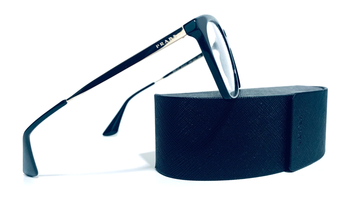 PRADA VPR 11T 1AB-1O1 BLACK GOLD CAT EYE RX EYEGLASSES 51-17-140