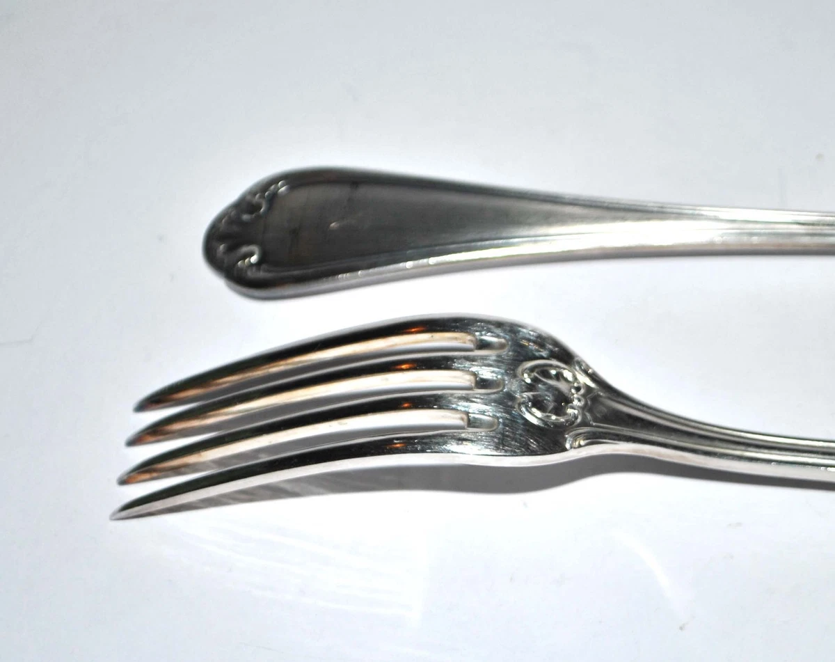 DEETJEN, Couvert de table en métal argenté Rocaille: fourchette + cuillère 21...