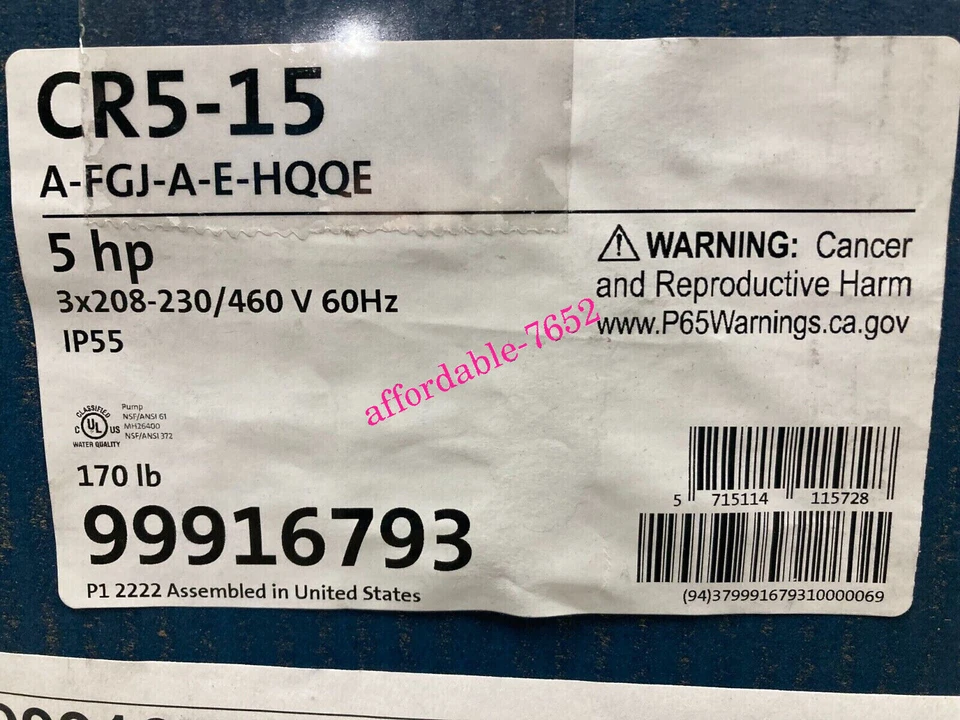 NEW Grundfos CR5-15 A-FGJ-A-E-HQQE Line Pump 5Hp 99916793 DHL or FedEX - Image 2 of 3