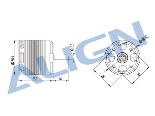 Align 470MX Brushless Motor(1800KV/2818) : HML47M01T - Picture 3 of 5