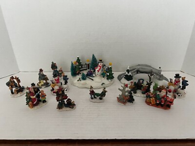 lemax and unbranded Christmas world holiday table accent park and family figures