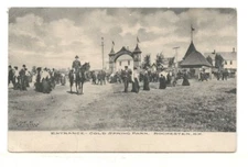 1908 PC: Crowded Entrance to Cold Spring Park – Rochester, NH – Man on Horse