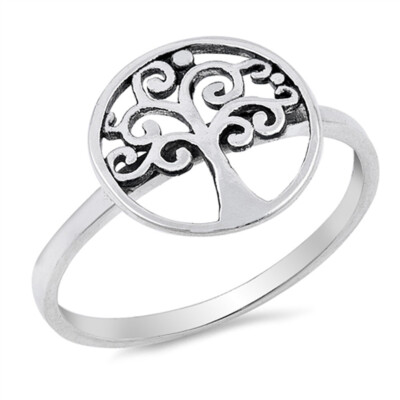 Filigree Tree Of Life Sterling Silver Ring – .925 Silver Cutout Band (Sizes 4-10)