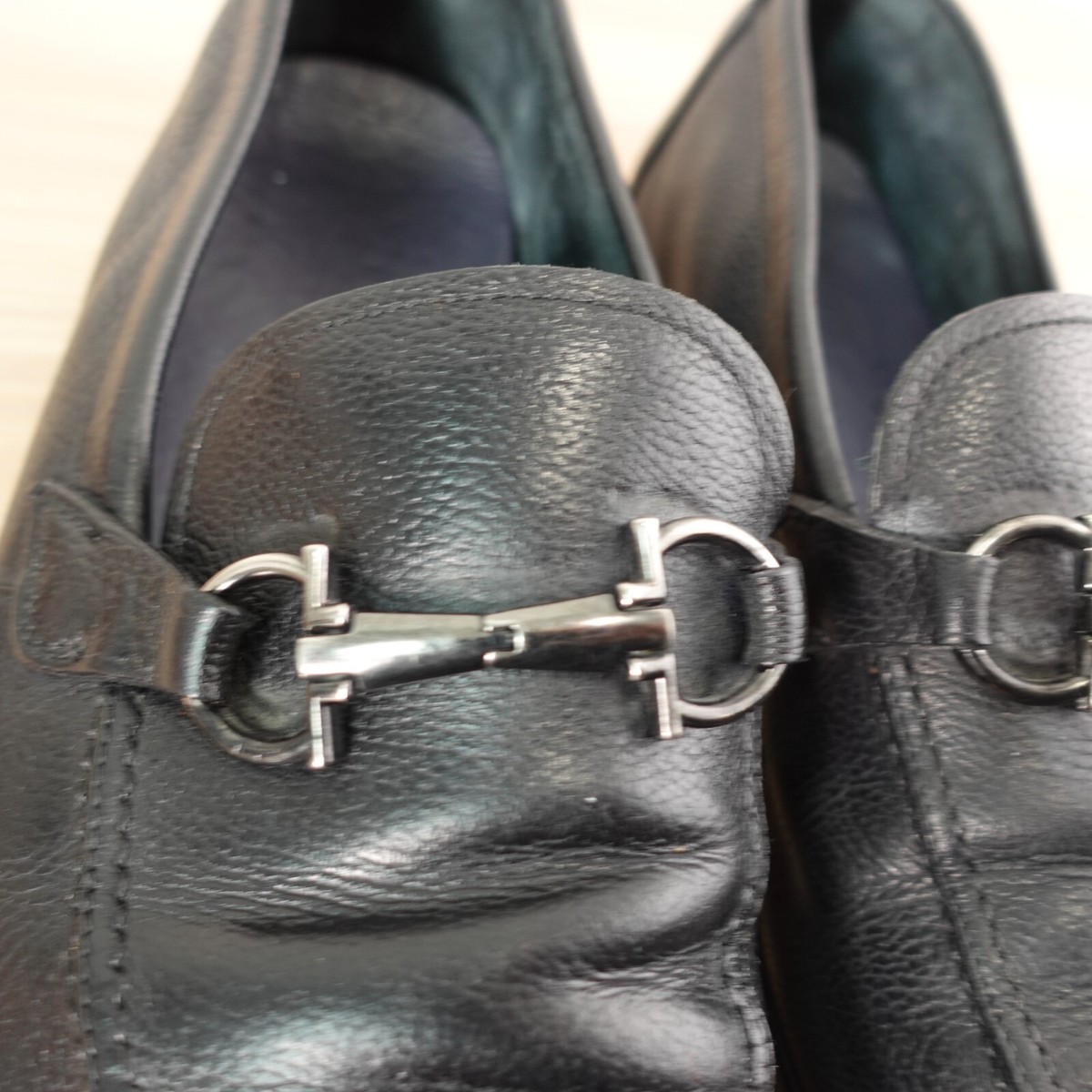 SALVATORE FERRAGAMO Gancini Horsebit Loafer Mens 42 Black 