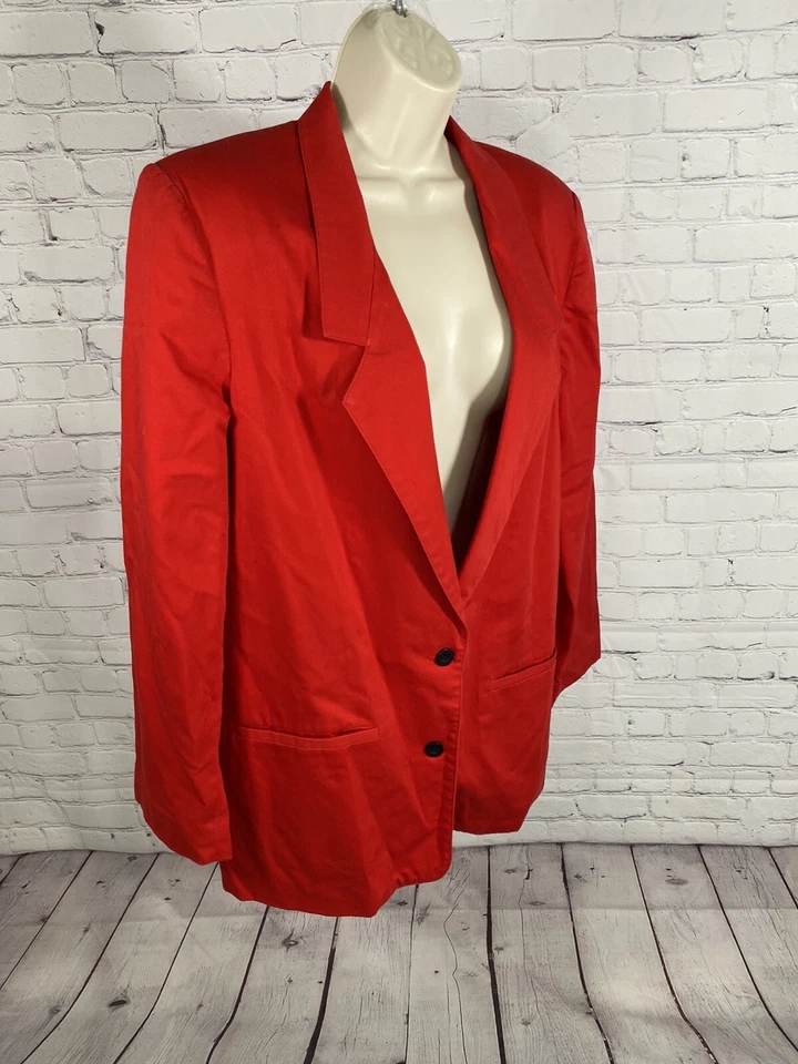 Blazer de Colección Norton McNaughton Rojo Sólido 100% Algodón Dos Botones para Mujer Talla 10” Foto 2 de 4
