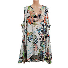Blusa Top Melissa Mc Carthy Plisada Sin Mangas Mujer Talla 3X Floral