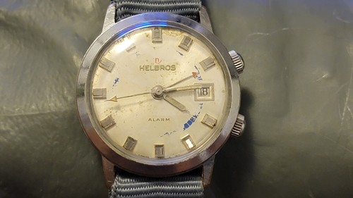 Vintage Helbros Silver Plated Alarm Manual Wind Men's Watch - Picture 2 of 7