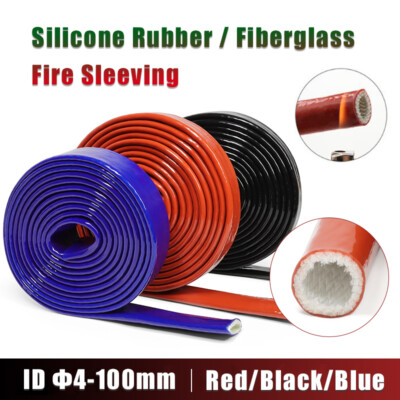 Silicone/Fiberglass Fire Sleeving Red/Black/Blue High Temp Insulation Sleeve