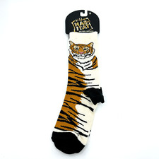 Tiger Collectible Socks Unisex Large Wild Habitat Black Brown Cream
