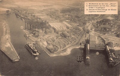 AK DEUTSCHLAND BREMEN HAFEN ÜBERKOPFANSICHT