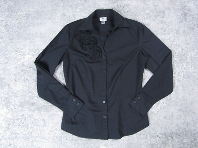 chinese dress ladies Regular Fit Dress Shirt for Tall Women in Black 6 / Tall / Black