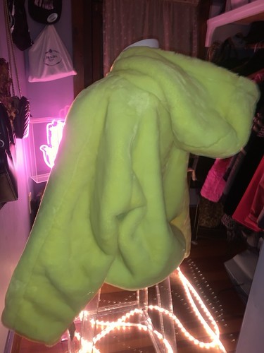 Vintage 90s iGirl Green Faux Fur Coat - Picture 3 of 8