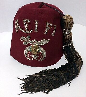 MOSLEM Masonic Shriner Freemason Men's Red Color Felt Fez Hat Cap with Tassel