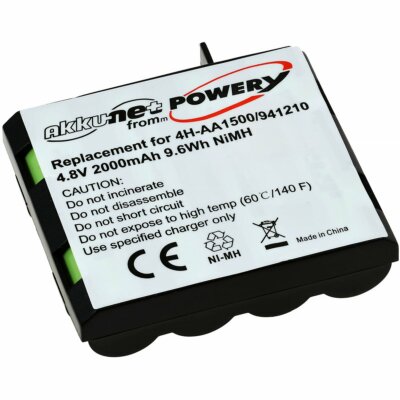 Akku kompatibel mit Compex Typ 4H-AA1500, 941210 4,8V 2000mAh (kein Original) 4,