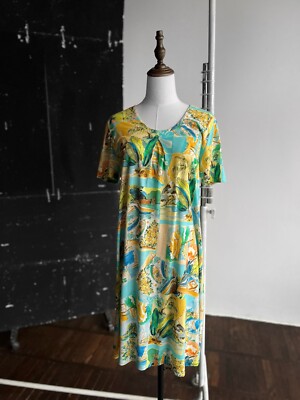 Eva B.Bitzer De Luxe Vintage 90s Printed Multicolor Knee Length Dress I 44, M/L