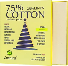 75% Cotton 25% Linen Business Paper, Ivory 85Gsm 8.5"W X 11"L Resume Paper, Won'