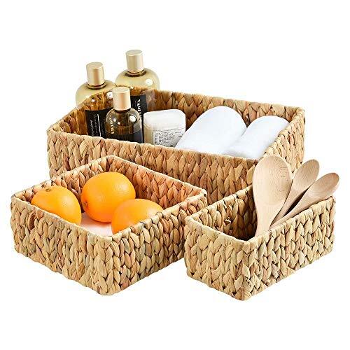 Wicker Baskets for Organizing 3Pack, Large and Small Wicker Water Hyacinth - Picture 2 of 7