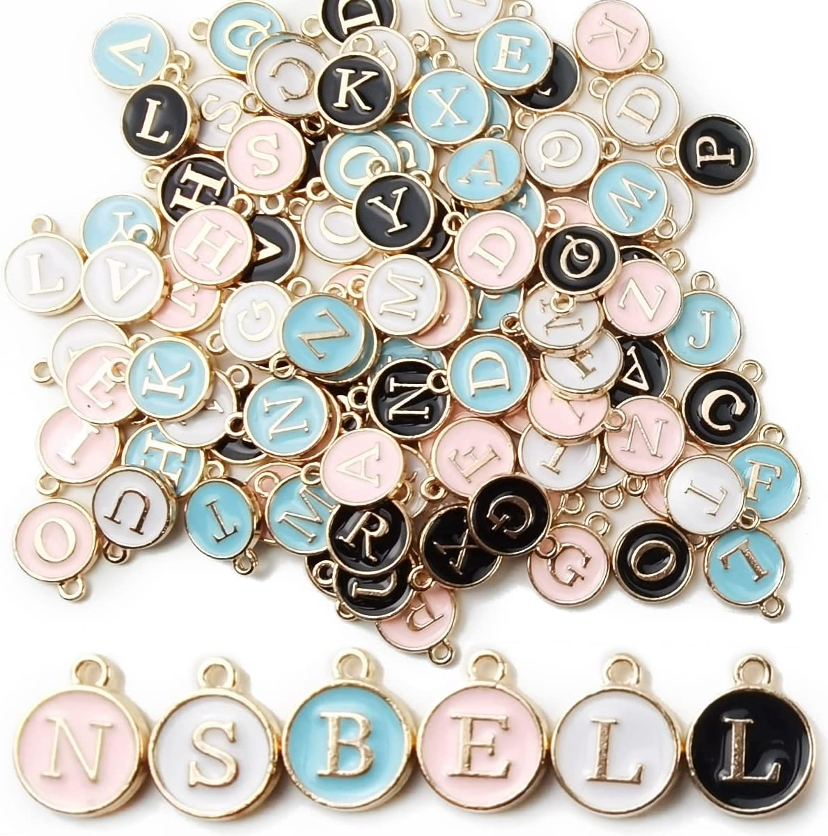 104PCS Double-Sided Letter Charms for Jewelry Making and Bracelet Initials