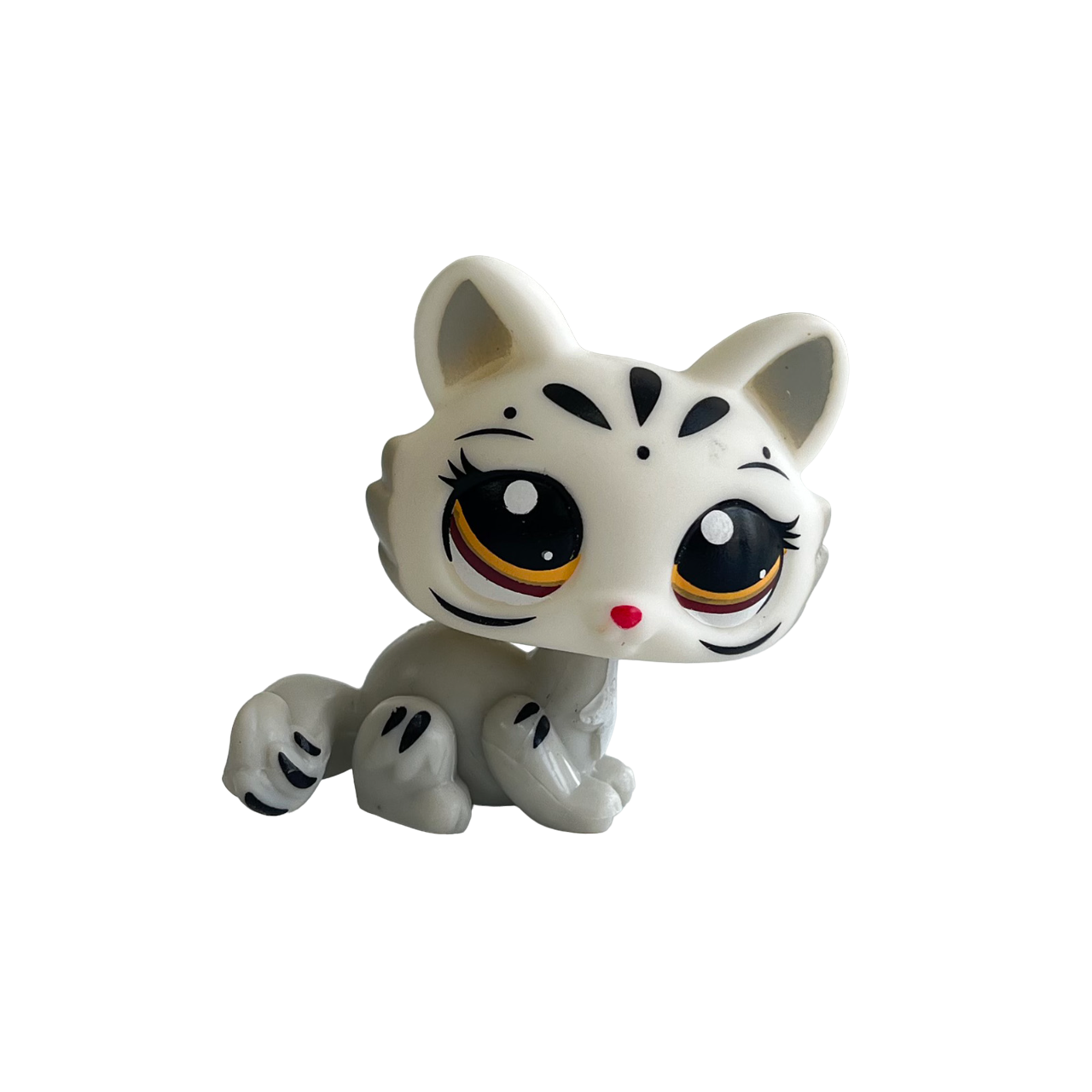 Littlest pet shop Toys bobble head persian cat #3585 white cat with yellow eyes