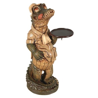 Crocodile Butler 2ft w Tray Hand Painted Countertop Kitchen Bar Theme ...
