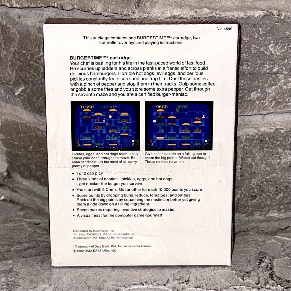 New 1983 Intellivision Burgertime Factory Sealed Video Game No. 4549 - Image 3 of 4