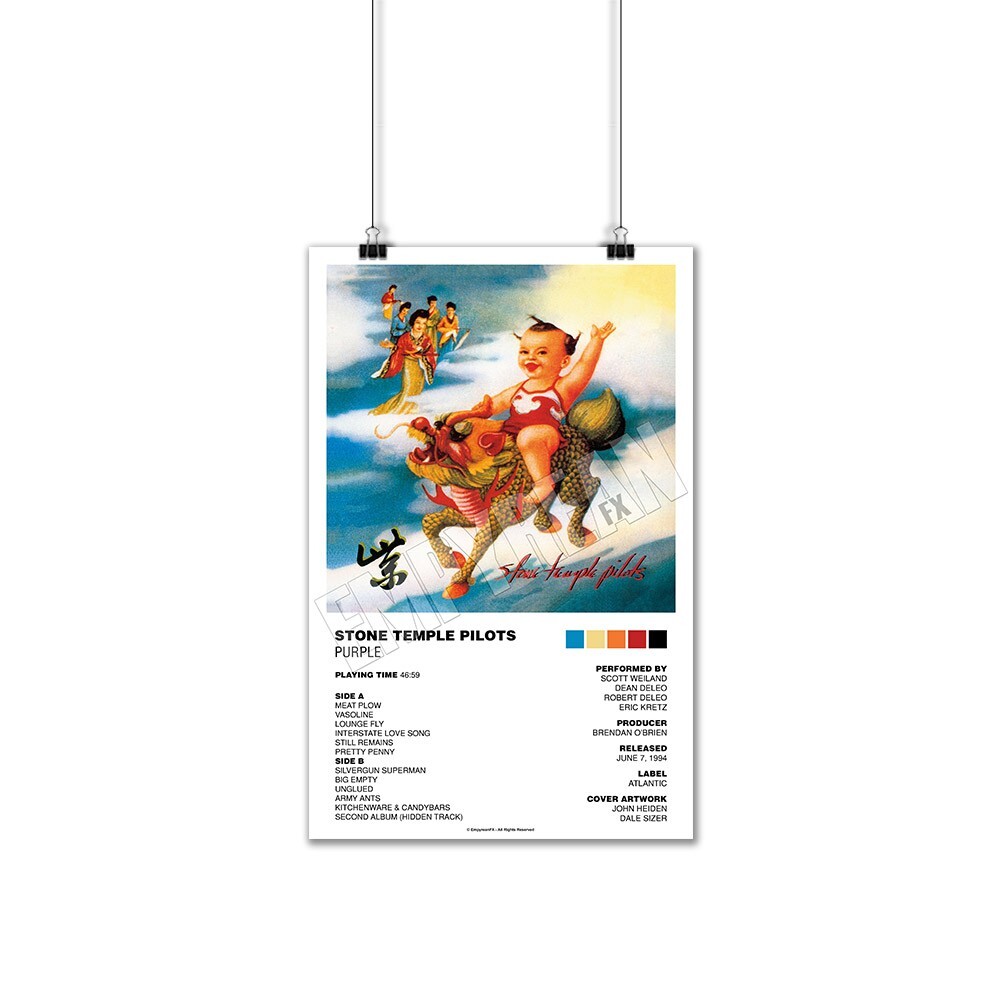 Stone Temple Pilots Purple 1994 Vinyl Record LP Album Poster Art