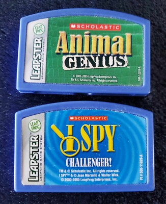 Lot of 2 Leap Frog Leapster Game Cartridges, Animal Genius and I spy Challenger