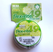 Flex-rite, Premium Beading Wire, White, 49 Strands, .018 Thick, 30 Ft