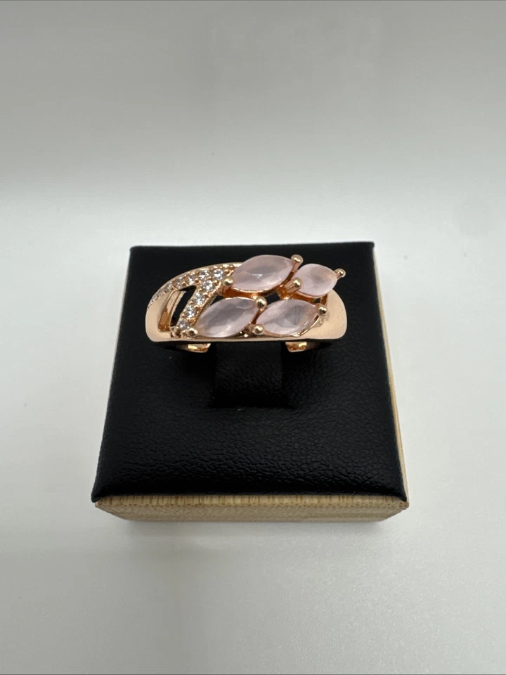 14CT ROLLED Bonded Gold Ring Size O Semi Precious Rose Quartz Hallmarked 585RG - Image 3 of 4