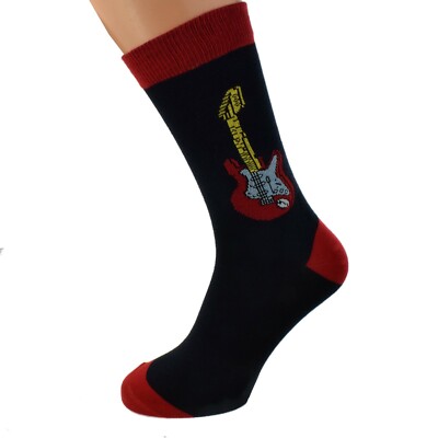 Coppia Di Calzini Rossi Per Adulti Con Chitarra Elettrica E - Foto 7