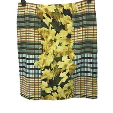 W by Worth Floral Plaid Womens Skirt Size 10 Mixed Print