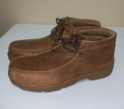 Justin Original Work Shoes  Cappie 4'' Moc Alloy Toe Men Size 11.5 Brown Cowhide