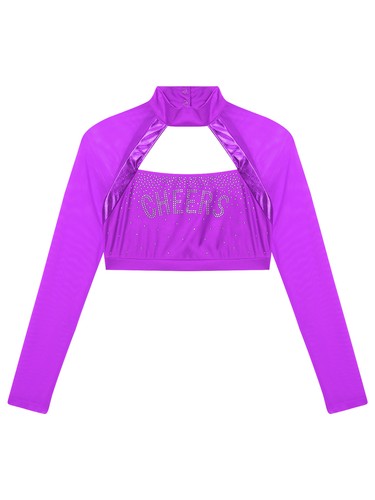 Women Cheer Uniform Tops Night Club Crop Top Rhinestone Cheerleader Costume - Picture 58 of 87