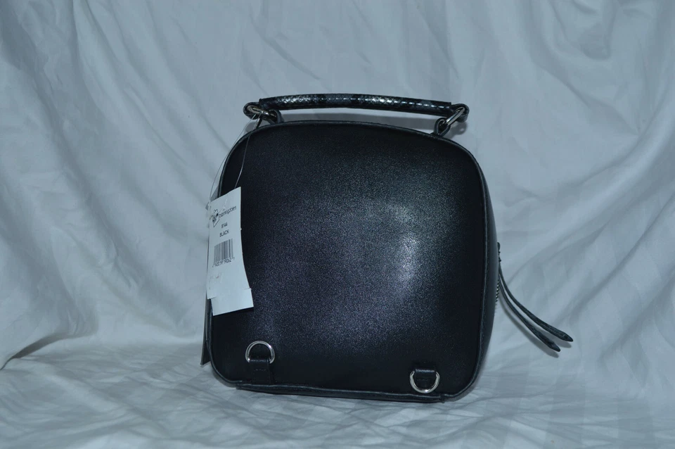 Mochila bandolera de hombro Street Level de cuero negra con cremallera a presión para mujer nueva con etiquetas Foto 2 de 4