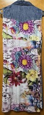 Given Kale Womens Denim Chambray Button Front Floral Back Dress Sz M