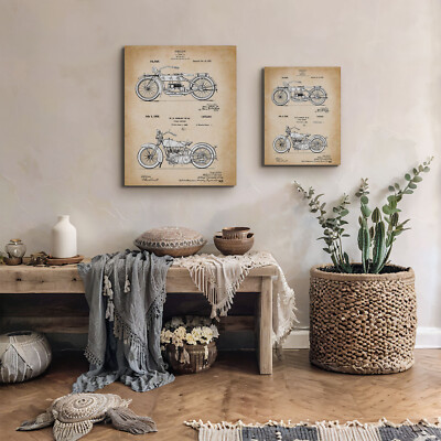 Vintage Harley Davidson Patent Canvas Frame, Harley Davidson