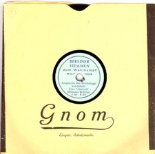 "DEUTSCHE VOLKSPARTEI" Berliner Stimmen zum Wahlkampf Mai 1928  15 CM 78rpm M133