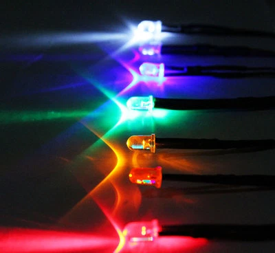 AGT 5mm LED BLUE 55cm Pre-Wired Round Clear Light Emitting Diode 9V-12V (10 Pack)