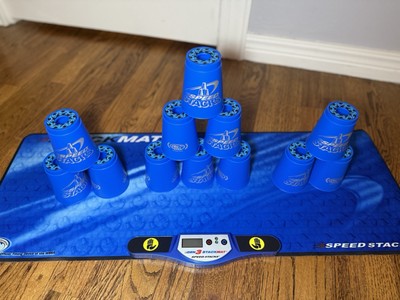 Speed Stacks Lot: Timer, Mat, 1 set of 12 Blue Cups With Bag