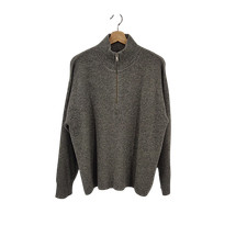 Quince Men Mongolian Cashmere Fisherman Quarter Zip Sweater Heather Grey L