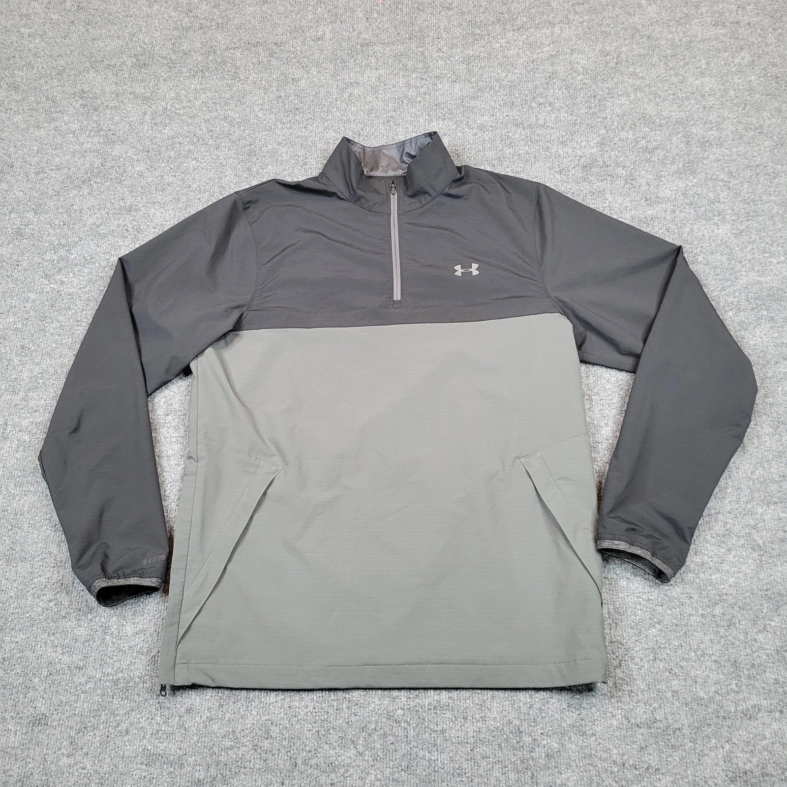 Under Armour Jacket Mens Medium Gray 1/4 Zip Golf Windbreaker Pullover UA Storm