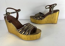 Kurt Geiger London Golden Pierra Platform Wedge Sandals EU 38.5 US 8.5
